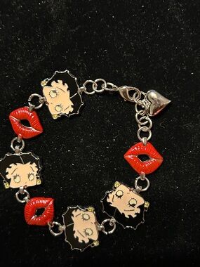Betty Boop Bracelet with Red Lip Charms